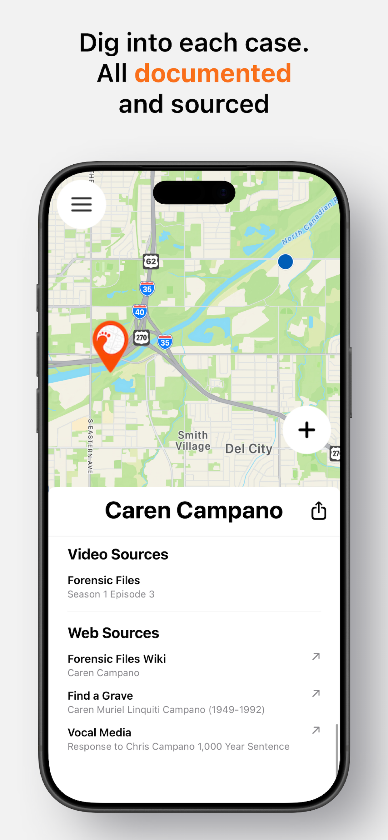 The Caren Campano case, showing the documented video, web and other sources for the case