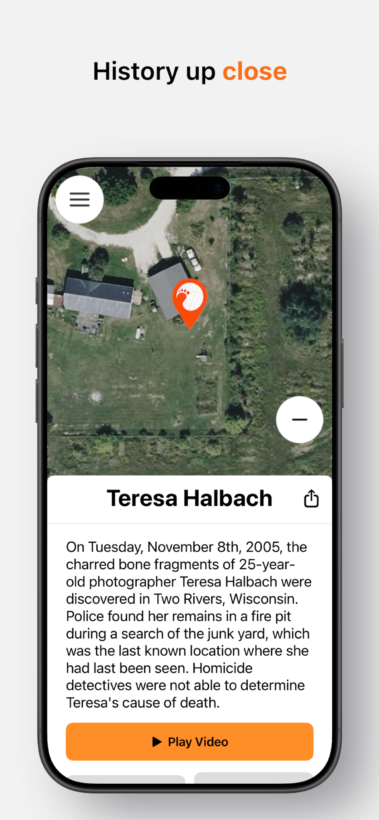 The Teresa Halbach case shown over a satellite view of the location